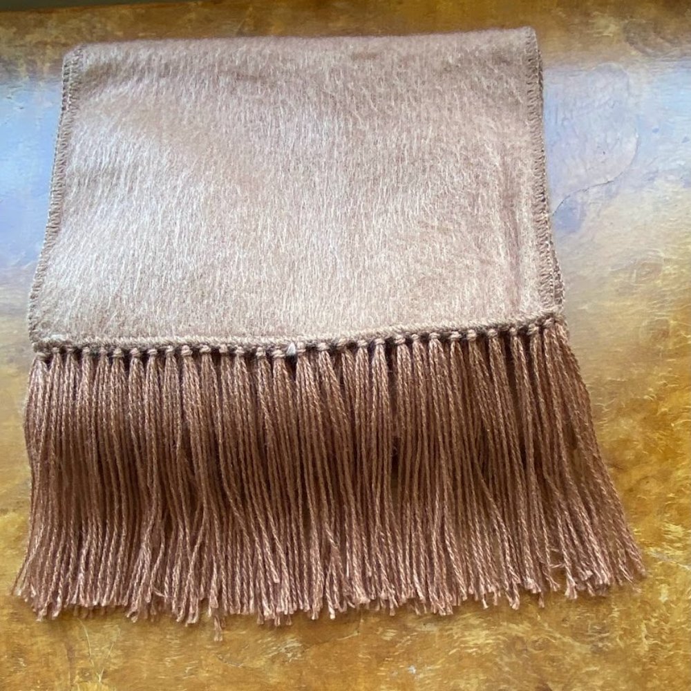 Light Brown 100 % Alpaca Scarf 8.5 Wide x 64" Long